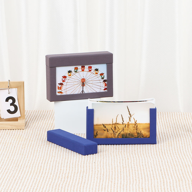 Logo personnalisé en gros 4x6 Collection de photos Boîte à cadre de papier en carton papier couverture de couverture de tissu de mariage