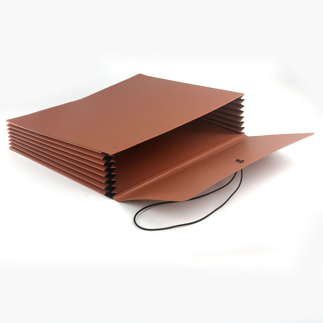 OEM Wholesale Custom A4 Kraft Paper Expansion Fichier Fichier de fichiers Accordion Conception de caoutchouc Band de bureau Sac de document Custom Custom Custom