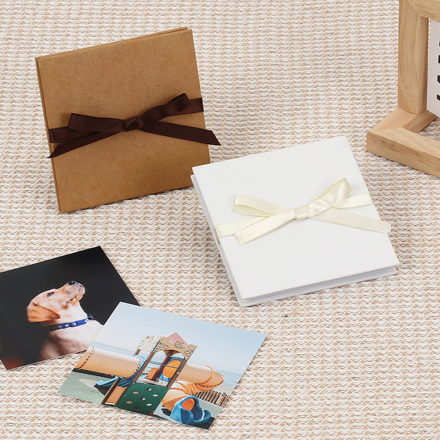 Logo personnalisé en gros de l'accordél de pliage album photo Kraft Paper Ribbon Knot Memory Post Carte pour la famille Baby Baby Family