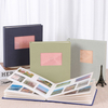 Album photo de bricolage Couverture en tissu en lin coloré avec fenêtre avant 6x4 Slip-in pour mariage Baby Family Photo Album
