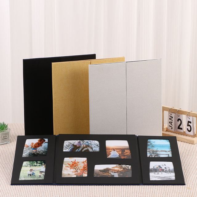 OEM Custom 4x6 tissu lin album album plié design en gros de mariages Graduations de famille de la famille de la famille