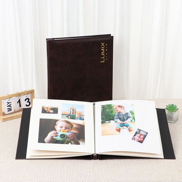 OEM Custom Logo 4x6 Picture Diy Pu Leather Cover Auto-Adhesive Scrapbook Album Wedding Baby Family Birthday Photo Book Kpop