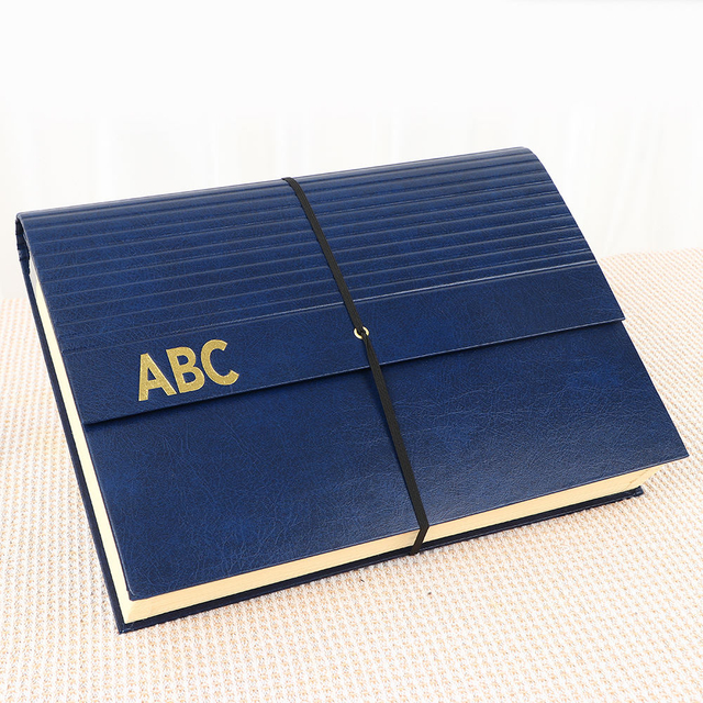 Organisateur de dossiers de fichiers en expansion en gros de 24 pochettes A4 Taille PU Cover Hard Cardboard Bungee Fermeure School Office Utilisation