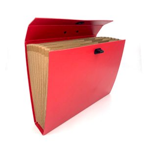 Logo personnalisé de haute qualité A4 Taille 10 poches Boîte de dossiers de fichiers accordéon Organisateur de document papier avec la poignée Utilisation