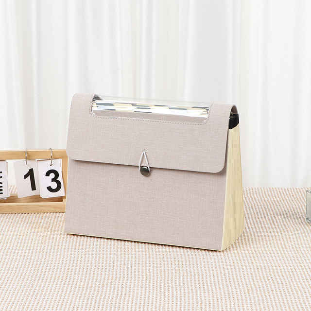 Logo personnalisé 17 poche en expansion Organisateur de fichiers Bungee Clôture de lin Couvercle dure carton dur A4 Paper Organizer School Bag Dossier