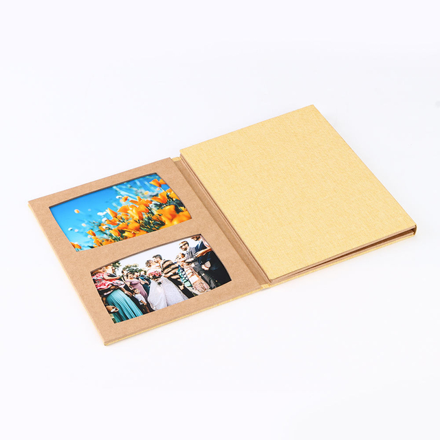 Album photo pliant 6x4 personnalisable avec couverture de tissu en lin