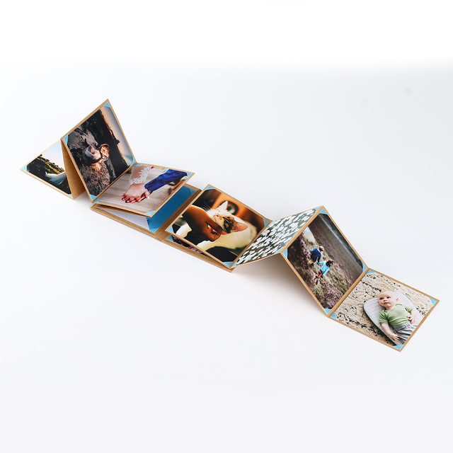 Vente chaude en gros de Kraft Paper Ribbon Knot Gold Stamping Pliage Accordion Photo Album Graduation Berbite Baby Family Postcard