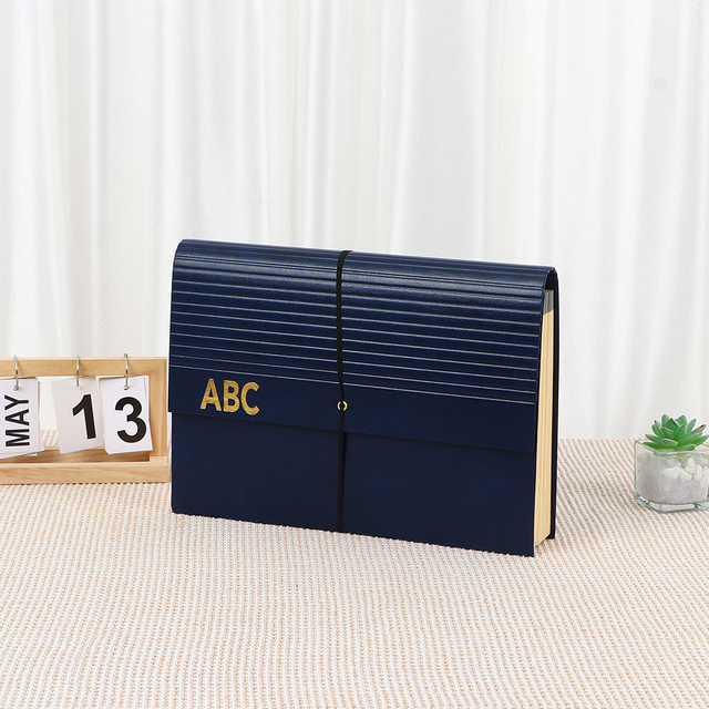 OEM 24-poche en expansion du dossier de fichiers A4 PU personnalisable Pu Cover Cardboard Bungee Fermeture Recyclable School Document