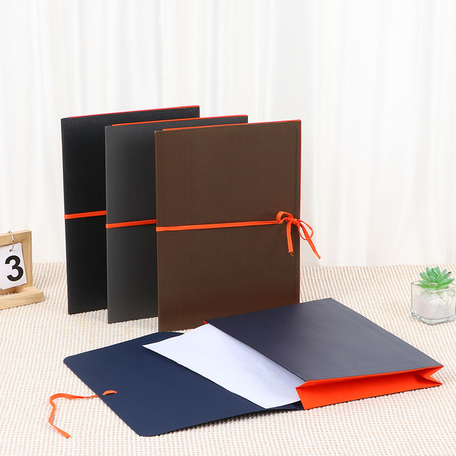 Folder de fichier de taille de logo personnalisé en gros avec fermeture de ruban de couverture en tissu pour le stockage de documents et de papiers de papeurs et de papiers