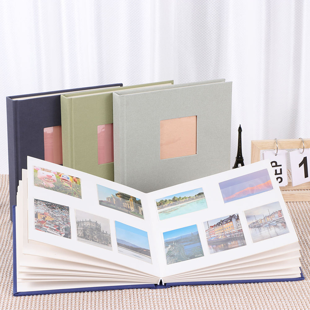 Personnaliser en gros OEM OEM Diy 6x4 Slip-in Front Ferme de lin Tissu de lin coloré Baby Family Photo Album Album Livre