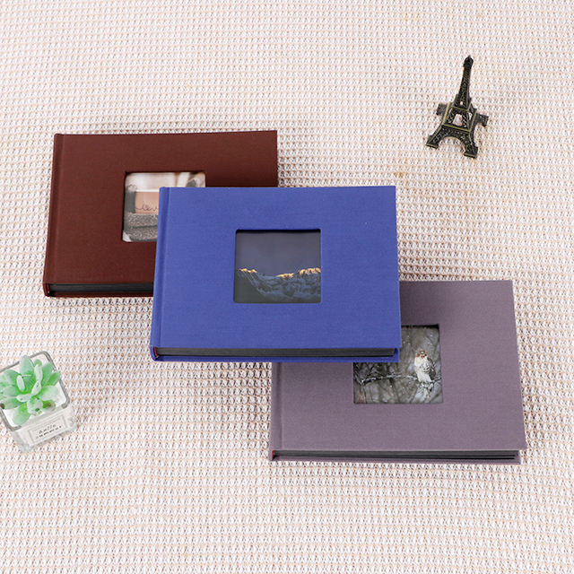 Bricolage d'album photo en glissement de papier papier avant fenêtre avant 6x4 4x6 Couverture de tissu en lin en tissu coloré pour mariage Baby Family Photo Livre