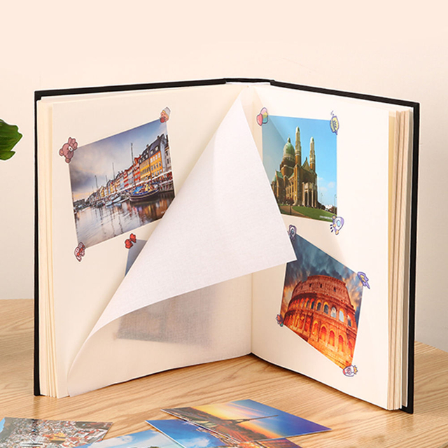 Logo personnalisé Album photo à couverture rigide 4x6 et 6x4 Taille matériaux Glassine Paper Diy Perfect Besing Wedding Baby School Photos